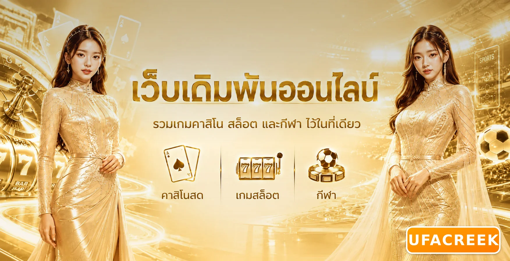 UFACREEK แบนเนอร์เว็บพนันออนไลน์ครบวงจร คาสิโน สล็อต กีฬา